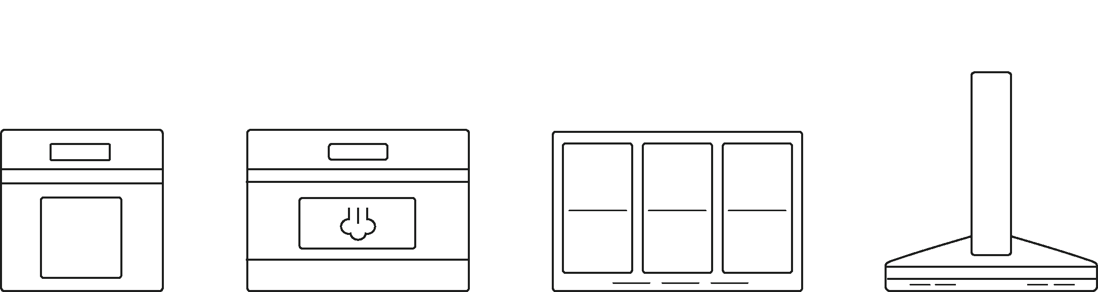 Oven, range, cooktop and ventilation hood icons