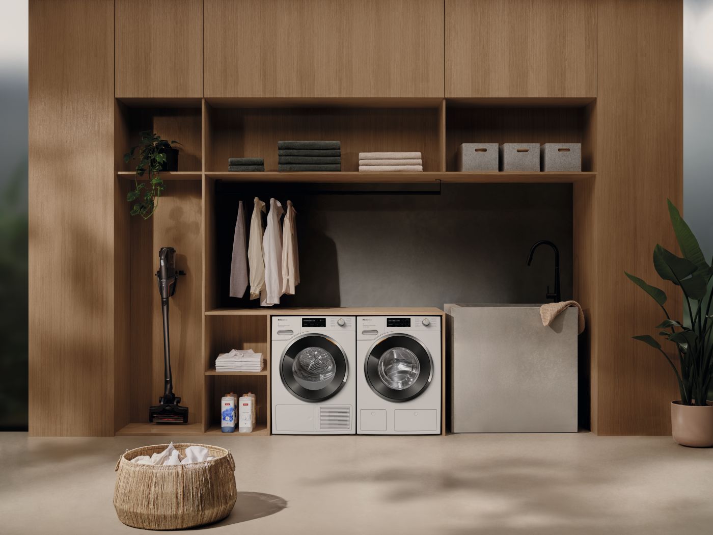 Miele washer and dryer in a laundry room