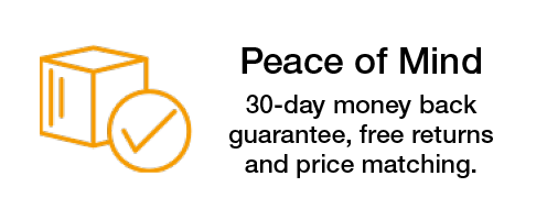 Peace of Mind: 30-day money back guarantee, free returns and price matching